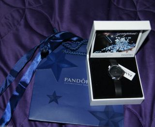 Pandora Damenuhr Armbanduhr Uhr Geschenk Ovp Schwarz Lederarmband Np 179,  - Bild
