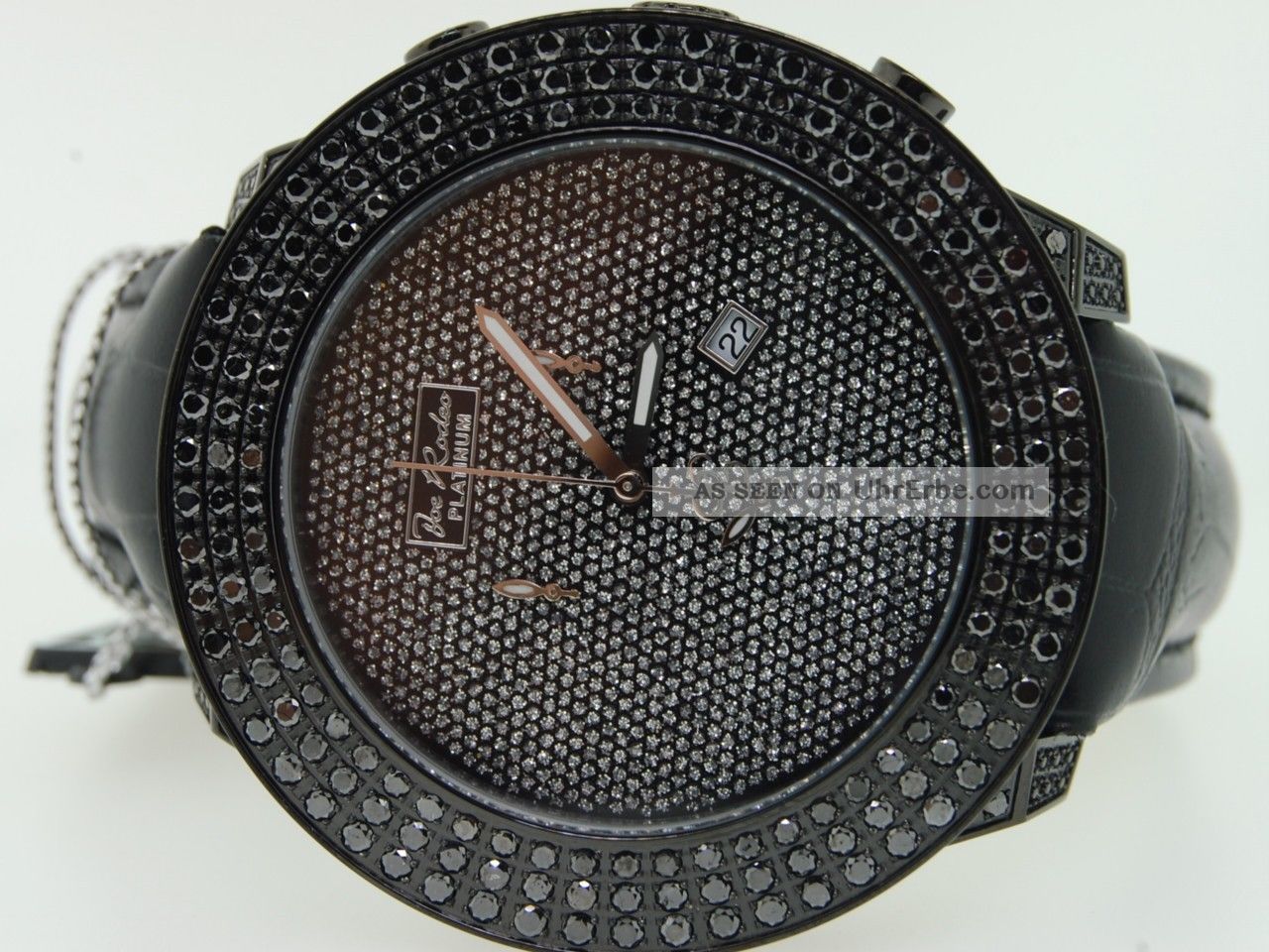 Armbanduhr Herren Joe Rodeo 3 Reihen Maßgefertigt Schwarz Diamant 6.  75 Karat Armbanduhren Bild