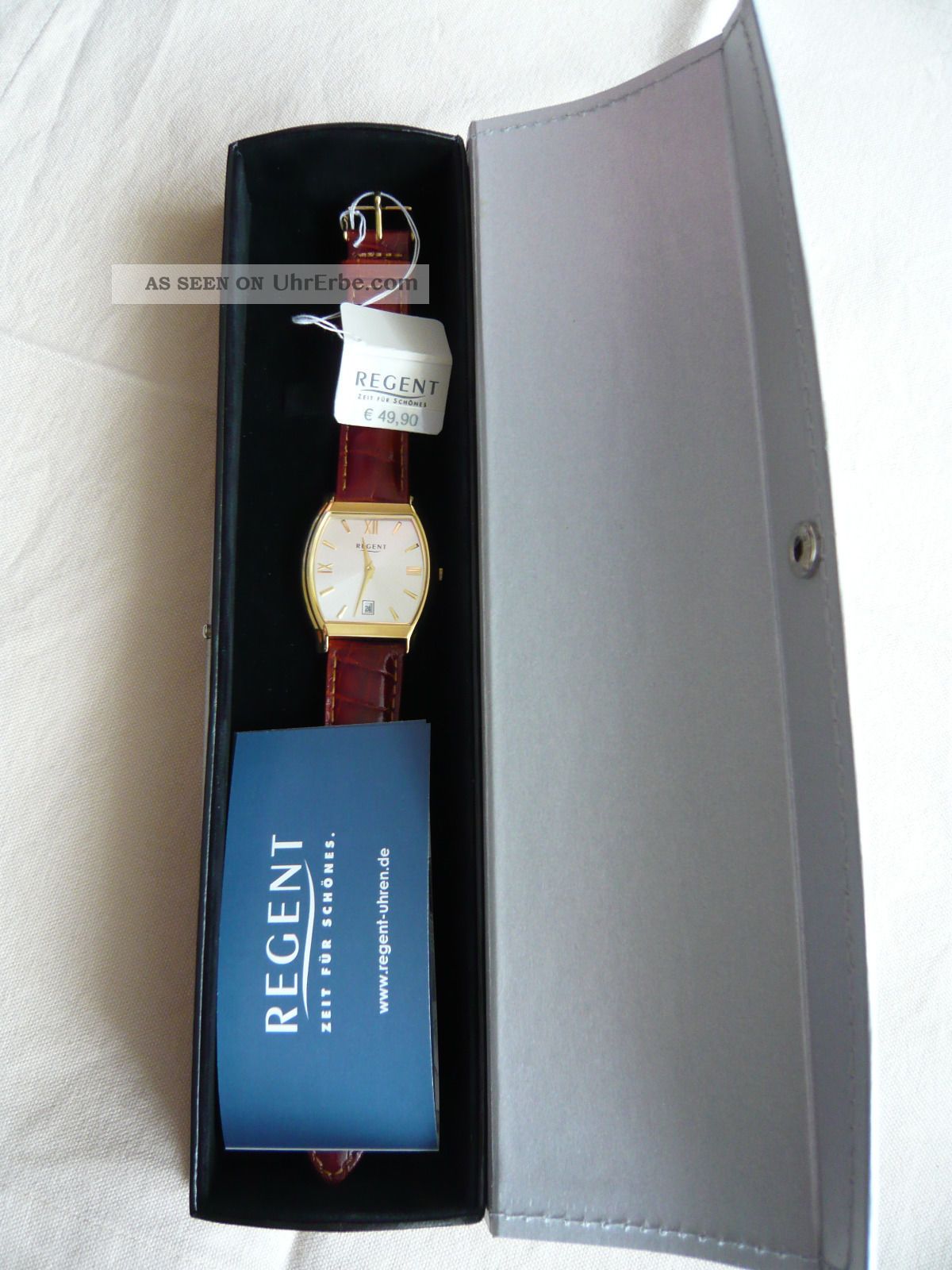 Herrenarmbanduhr Regent, 3 Bar Wasserdicht, Datum, Lederarmband.