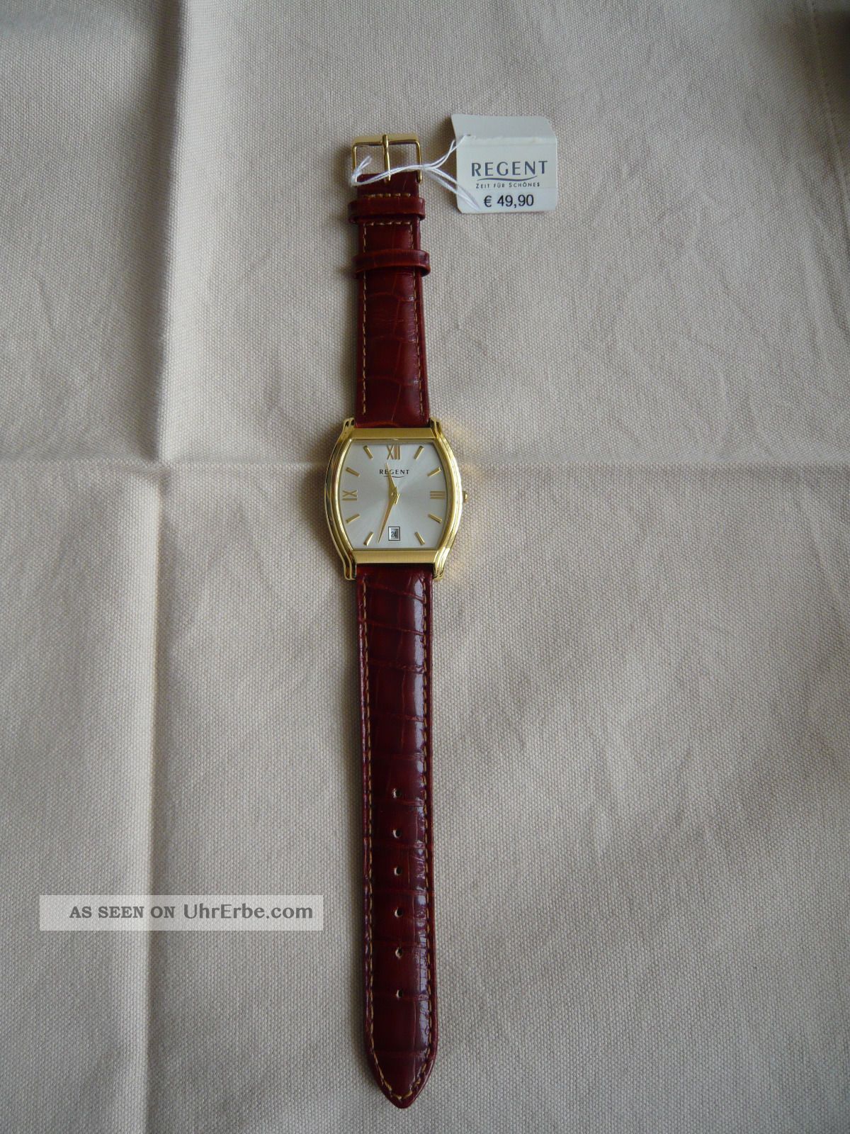 Herrenarmbanduhr Regent, 3 Bar Wasserdicht, Datum, Lederarmband.