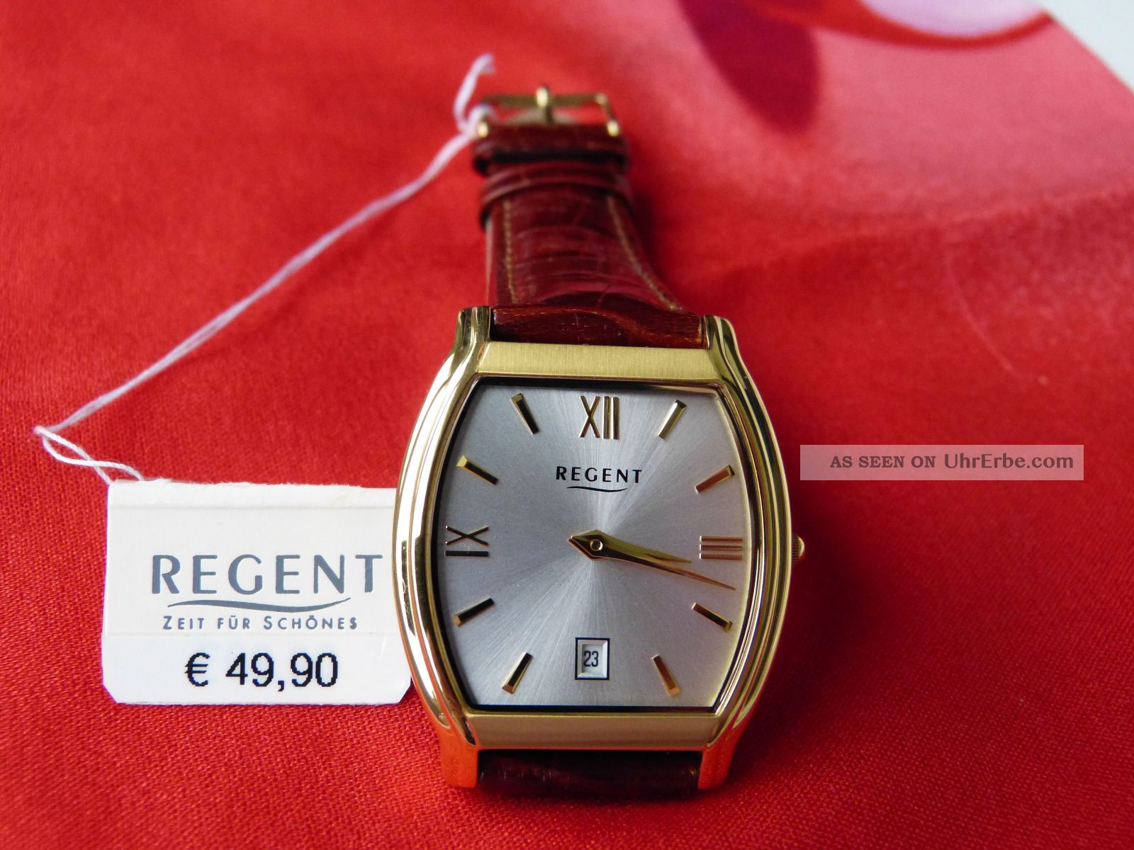 Herrenarmbanduhr Regent, 3 Bar Wasserdicht, Datum, Lederarmband.