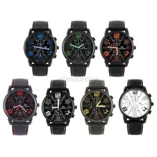 Herren Schwarz Stilvolle Silikon Edelstahl - Quarz - Sport - Armbanduhr - Bild
