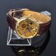 Soki Golden Skelett Mechanische Handaufzug Analog Herren Braun Leder Armband Uhr Armbanduhren Bild 2