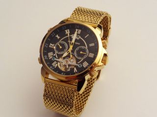 Ansgar Kjeld Luxus Herren Armbanduhr Automatik Uhr Vergoldet Edelstahl Bild