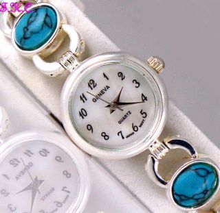 Originale Armbanduhr Halbedelstein Turkis Versilbert Deko Uhr Bild