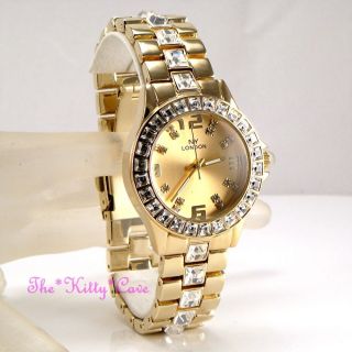 Damen Armbanduhr Vergoldet Schnitt Kristall Statment Kleidung Uhr Bild