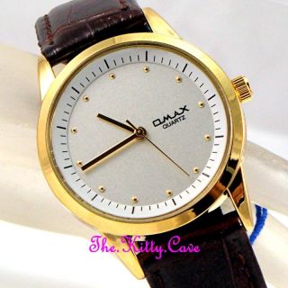 Armbanduhr Wasserdicht Omax Golden Matt Herren Damen Uhr Unisex Leder Sc7603 Bild