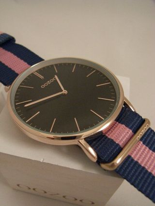 Oozoo Uhr Ultra Slim C6934 Ø Ca.  44 Mm Vintage Blau/ Pink Neuheit Armbanduhr Bild