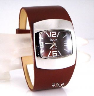 Retro 60er 70er Funky Ossie Eames Bubble Vegan Leder Armband Uhr In Braun Damen Bild