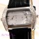 Silber & Schwarze Designer Damen Uhr Mit Swarovski Kristallen Doppel Zeit Armbanduhren Bild 1