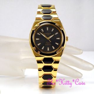 Omax 5atm 5bar Wasserdichte Armbanduhr Seiko Uhrwerk Gold & Schwarz Stahl Bild