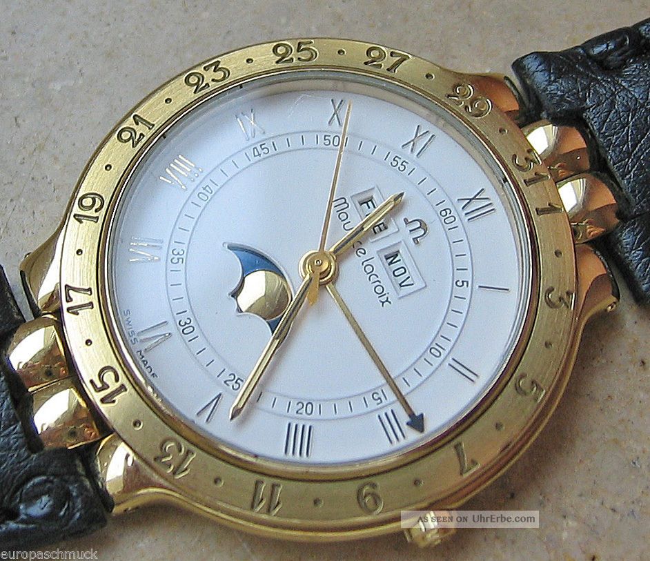 Luxusuhren Mondphase Herren Maurice Lacroix Luxus Vollkalender Kalenderuhr Datum Armbanduhren Bild