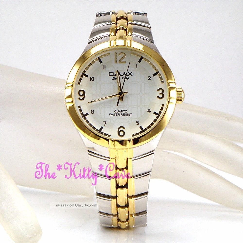 Omax Seiko Uhrwerk Wasserdichte Edelstahl Uhr Silber,  Rhodium&gold Plattiert Armbanduhren Bild