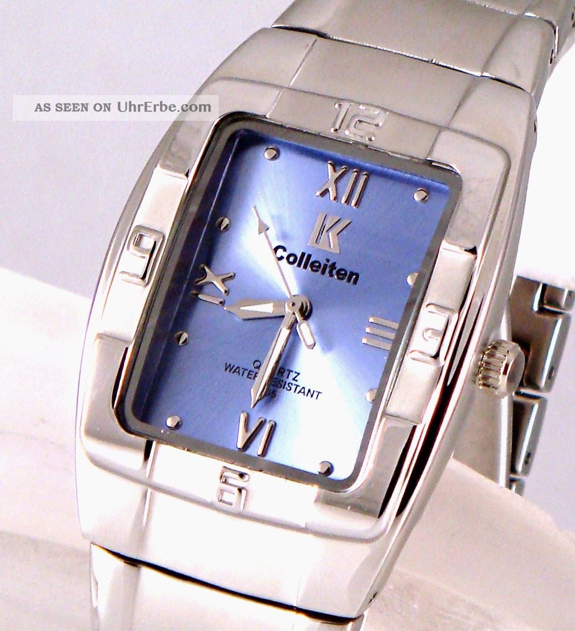 2 - Ton Retro Designer Silber Rhodium Plattierte Herrenuhr Hellblau Armbanduhren Bild