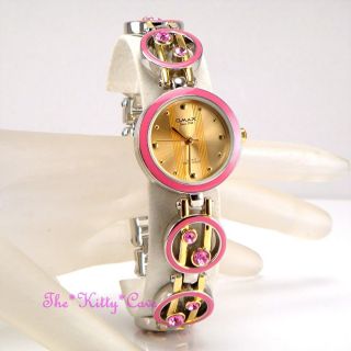 Omax Damen Retro Pink Email Vergoldete Schweizer Marken Seiko Uhr Jhs434 Bild