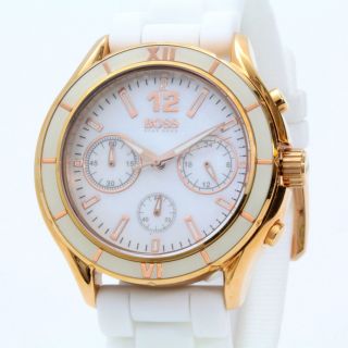 Hugo Boss Uhr Damenuhr Watch Roségoldfarbig Silikonband Weiß Hb1502315 Bild