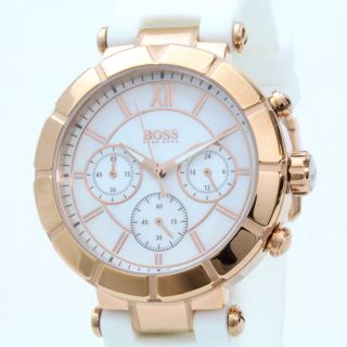 Hugo Boss Uhr Damenuhr Watch Roségoldfarbig Silikonband Weiß Chrono Hb1502315 Bild