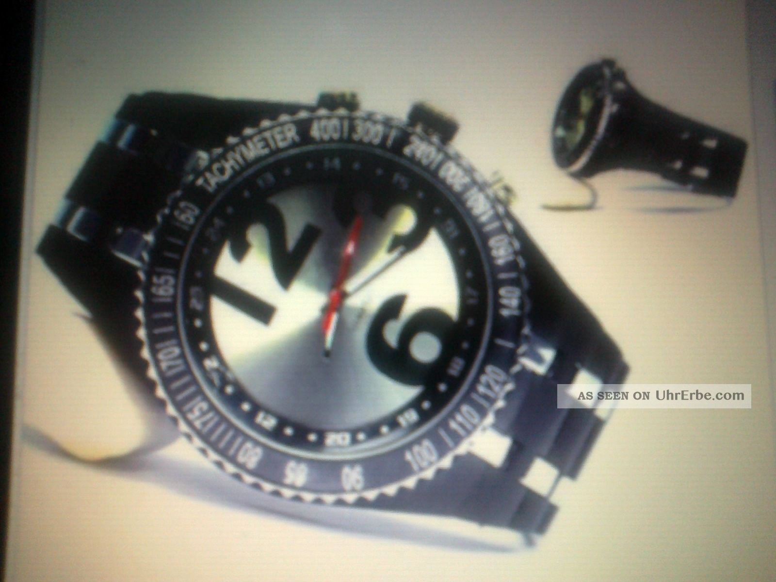 Herrenarmbanduhr Silber/schwarz Xxl Flieger Design Retro Fashion Look Armbanduhren Bild