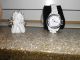 Armbanduhr Zifferblatt Weiß Gehäuse Strass Armband Kunststoff Weiß Armbanduhren Bild 1