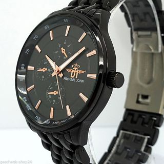 Herren Armband Uhr Schwarz Kupfer Herrenuhr Quarz Mode Trend Design Watch Bild
