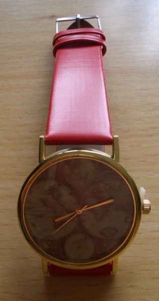 Armbanduhr Damenuhr Herrenuhr Uhr Rot Weltkarte Antik Retro Gold Unisex Bild