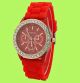 Damen Mädchen Uhr Rot Silikon Armband Uhr Mode Strass Uhr Einfach Abzulesen Armbanduhren Bild 1