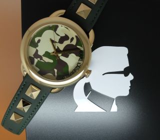 Karl Lagerfeld Damenuhr Pop Kl2208 Gold Military Camouflage Np 199€ Bild