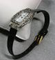 1 Tempic Armbanduhr Art Deco Schwarzes Band Silberfarbenes Gehäuse Mit Straß Armbanduhren Bild 1