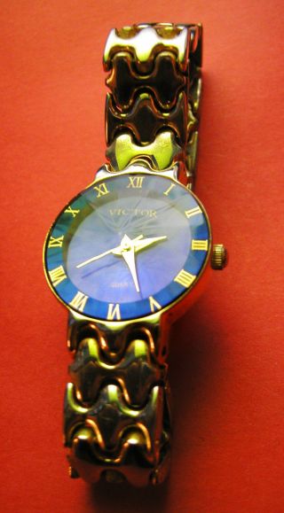 Damenarmbanduhr Armbanduhr Damenuhr Victor Blau - Gold Bild