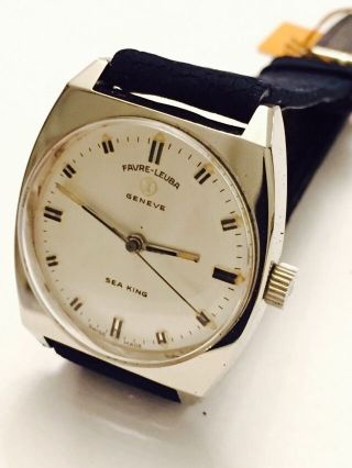 Vintage Favre Leuba Geneve Sea King Armbanduhr Handaufzug Schweiz Um 1960 Bild