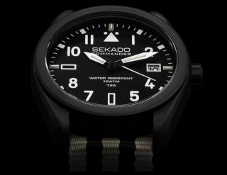 Sekado Commander Tritium T25 Black Edition,  Luminova & K1 Glass Sport Uhr Bild