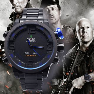 Lcd Silikon Led Digital Alarm Quarz Armbanduhr Uhr Armband Herren Wasserdicht Bild