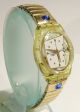 ♥♥ Goldene Skelett Swatch Mit Blauen Glitzersteinen ♥ Gold Blau Damen Uhr ♥ Armbanduhren Bild 3