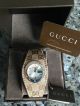 Orig.  Gucci Damenuhr Ya 104503 Quarz Stahl Textilarmband Beige Armbanduhren Bild 2