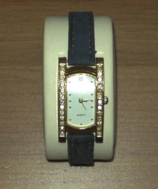 Laura Kent Lk Damen Uhr Quartz Swarowski Steine Dau Blaues Lederarmband Bild