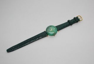 Hochwertiges Jade Uhrengehäuse Und Ziffernblatt,  Echtes Lederarmband Bild