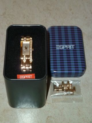 Esprit 000du2 139 Damenarmbanduhr Damen Armbanduhr Uhr Gold Steine 14mm Ovp Bild