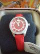 Fossil Uhr Swarovski Steinchen,  Rotes Lederarmband Mit Etikett In Ovp Armbanduhren Bild 4