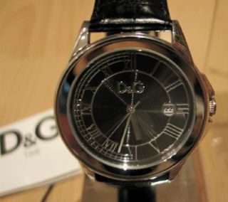 Orig.  Herren Armbanduhr D&g Time Watches Uhr Black Leder Kroko Edelstahl Dw0629 Bild