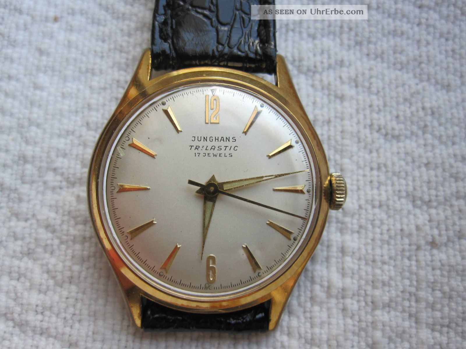 Alte Hau Junghans 17 Jewels Trilastic Bauhaus - Stil Vergoldet 20 Mic.  J93/1 Armbanduhren Bild