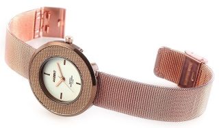 Damen Uhr Akzent Meshband Edelstahl Kupfer Armbanduhr Bild