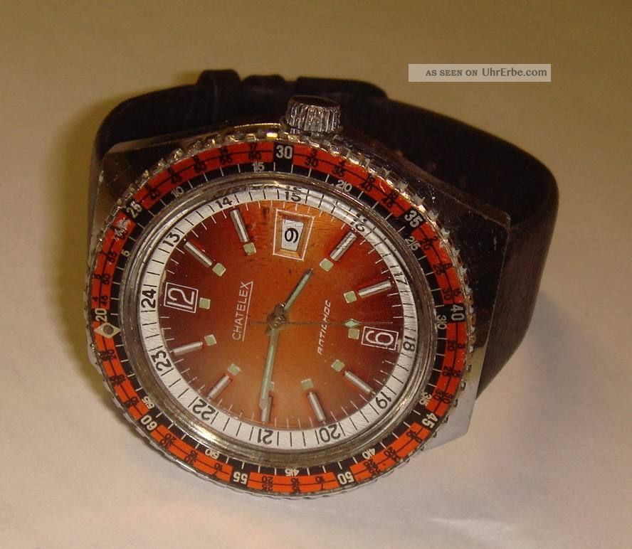 Riesengroße Alte Herrenuhr Chatelex,  40 Mm,  1960/70er Jahre,  Handaufzug Armbanduhren Bild