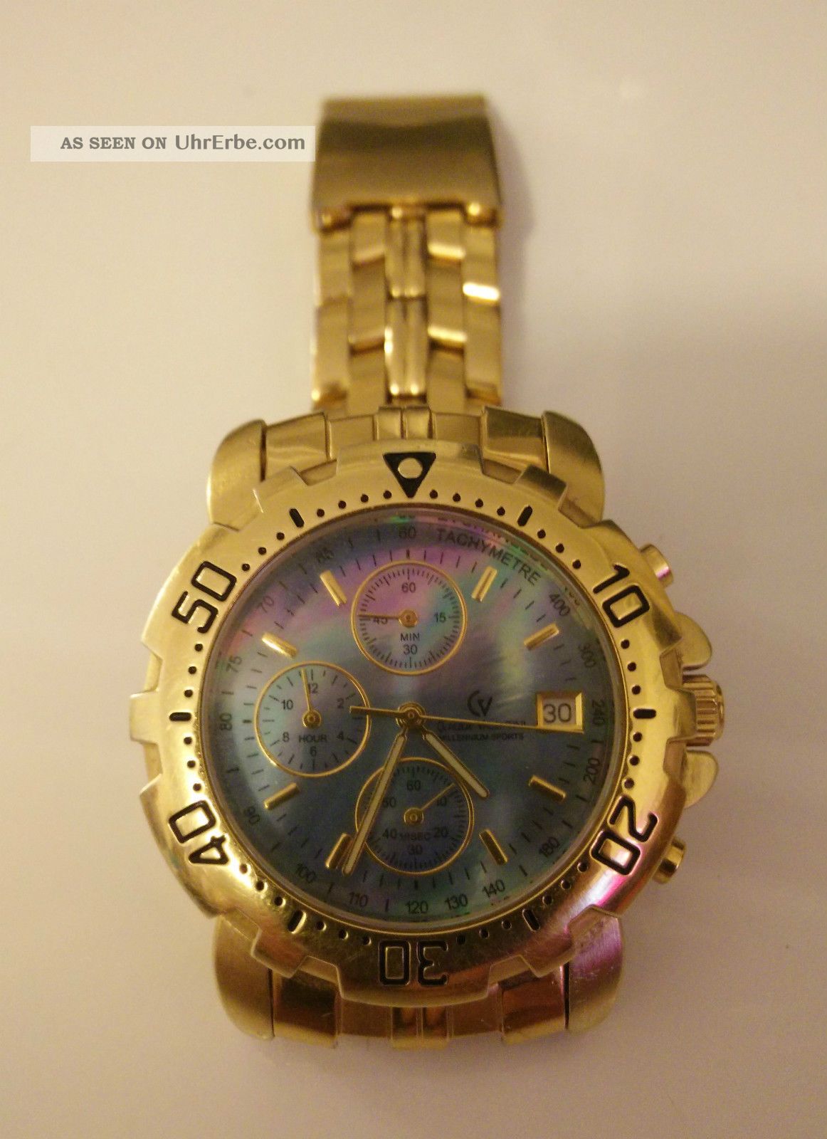 Claude Valentini Uhr Chronograph 18 Karat Platiert Vergoldet Goldummantellung Armbanduhren Bild