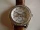 Fossil Uhr Armbanduhr Stella Es2997 Silber Mit Braunem Leder Armband Armbanduhren Bild 2