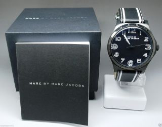 Marc Jacobs Mbm1233 Damenuhr Henry Black Steel Leder & Box Np 179€ Bild
