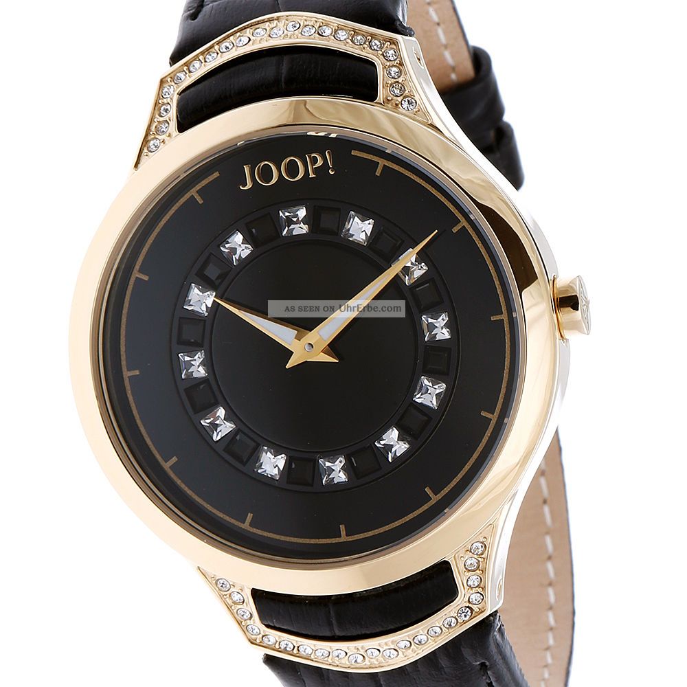 Joop Damenuhr Jp100762f02 Vergoldet Schwarz Leder, Armbanduhren Bild