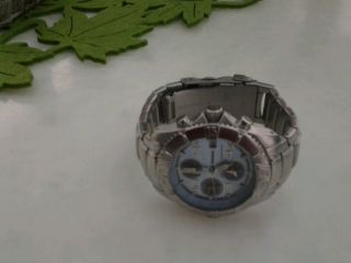 Edelstahl Uhr Chronograph Fossil Blue Herrenuhr Blau Chronometer Modell Ch2420 Bild