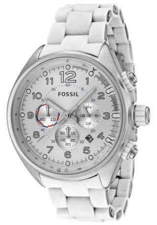 Fossil Ch - 2698 Herren Armbanduhr White Sport Chronograph Quarz Datum Bild