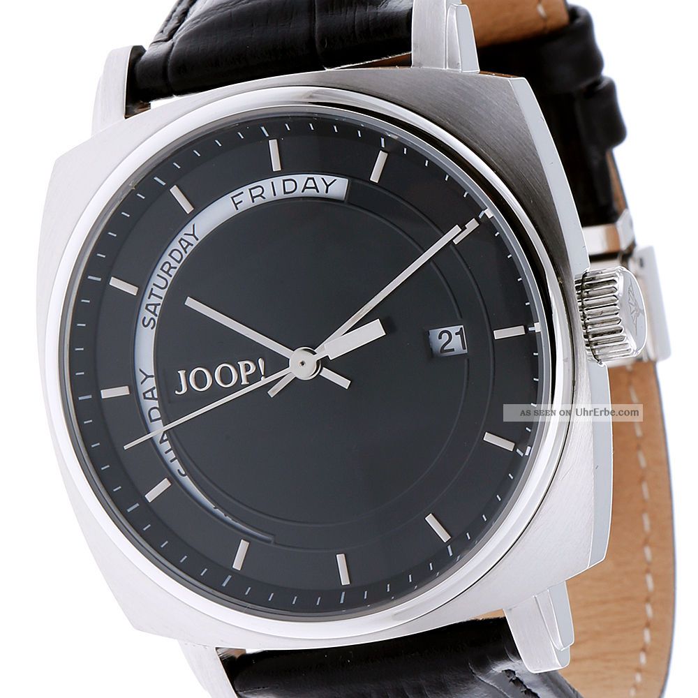Joop Herrenuhr Jp100521f01 Edelstahl Silber Leder Schwarz, Armbanduhren Bild