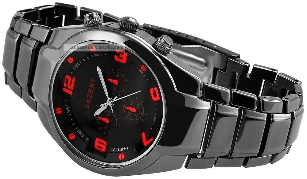 Schwarze Sportliche Mode Herren Uhr Armbanduhr Chrono Look Akzent Watch Armbanduhren Bild